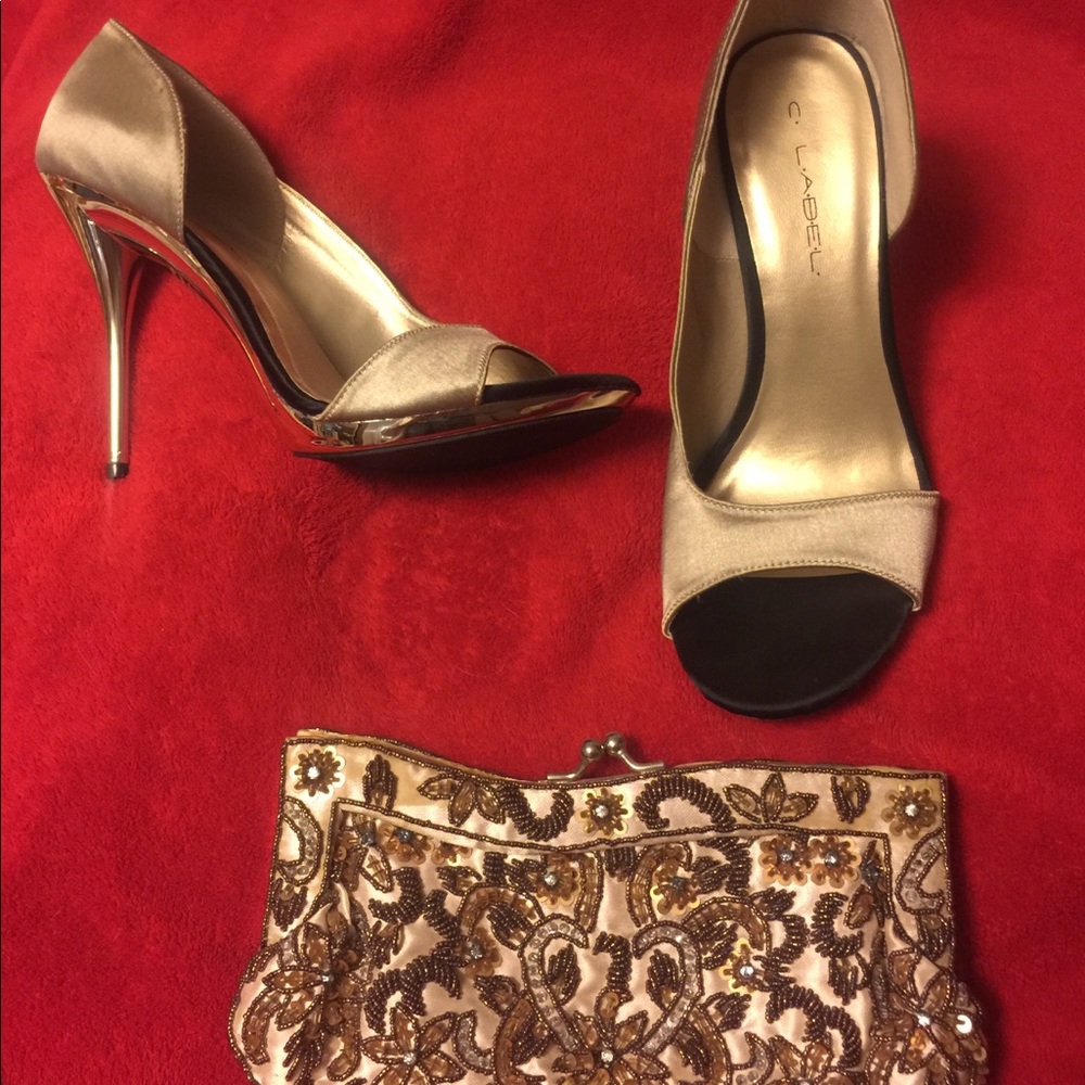 Satin Stilettos - Gold